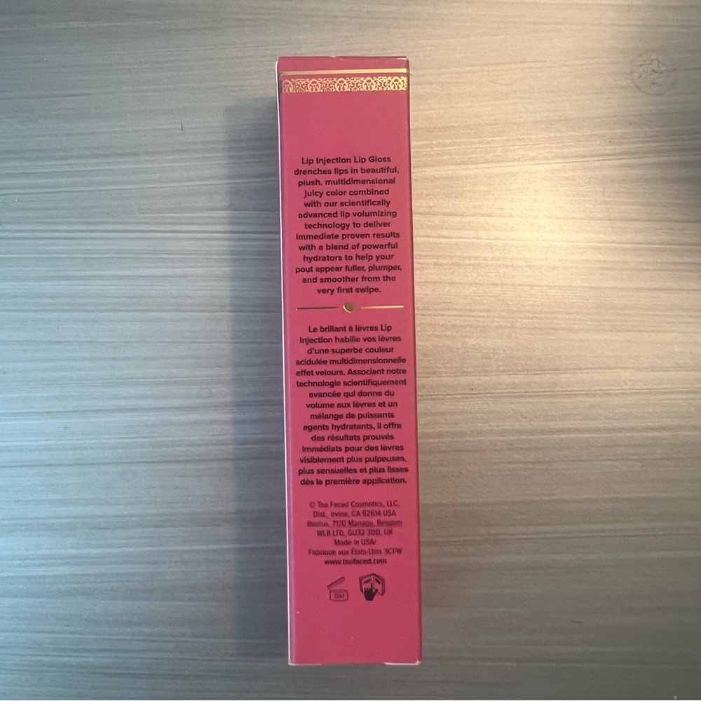 NIB Too Faced Lip Injection Power Plumping Lip Gloss in Just a Girl / PINK - Picture 5 of 8